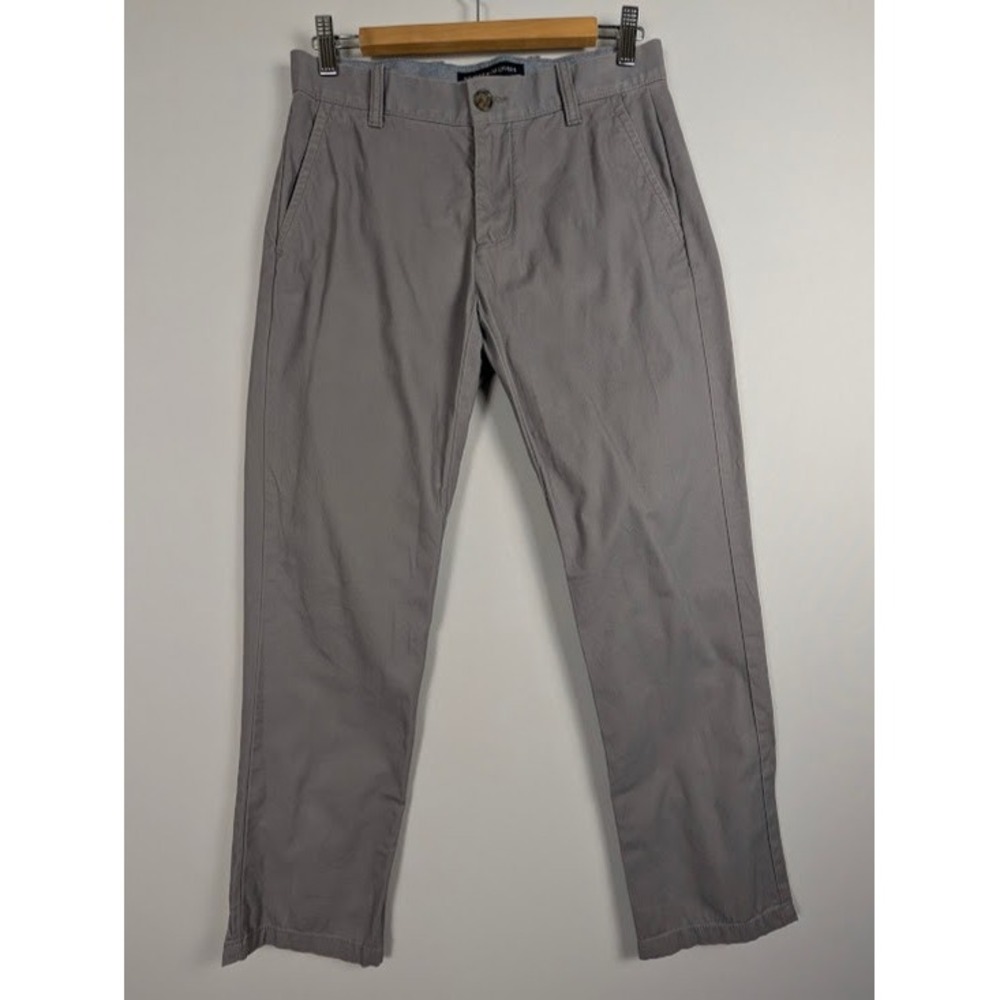 Tommy Hilfiger Chino Pants Mens 28x28 (Fits 30x28) Gray Flat Front Custom Fit